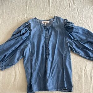 Madewell Light Blue Denim Button-Up Top